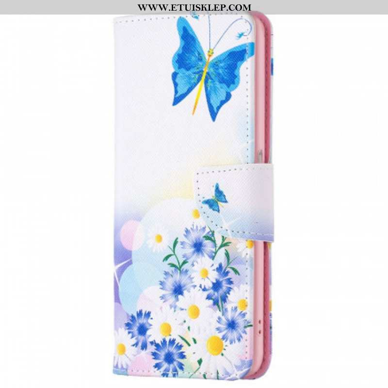 Etui Folio do Realme 9i Motyle I Pastelowe Kwiaty